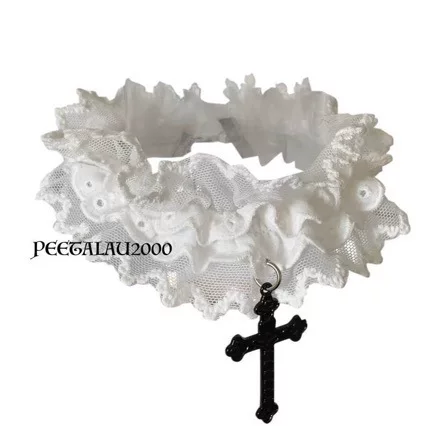 Double Lace Cross elasto Necklace choker Gothic Early Flavor