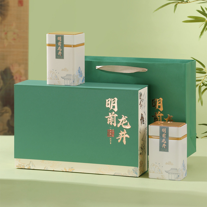 Toucai 사각 캔 2-in-1 Mingqian Longjing 녹색
