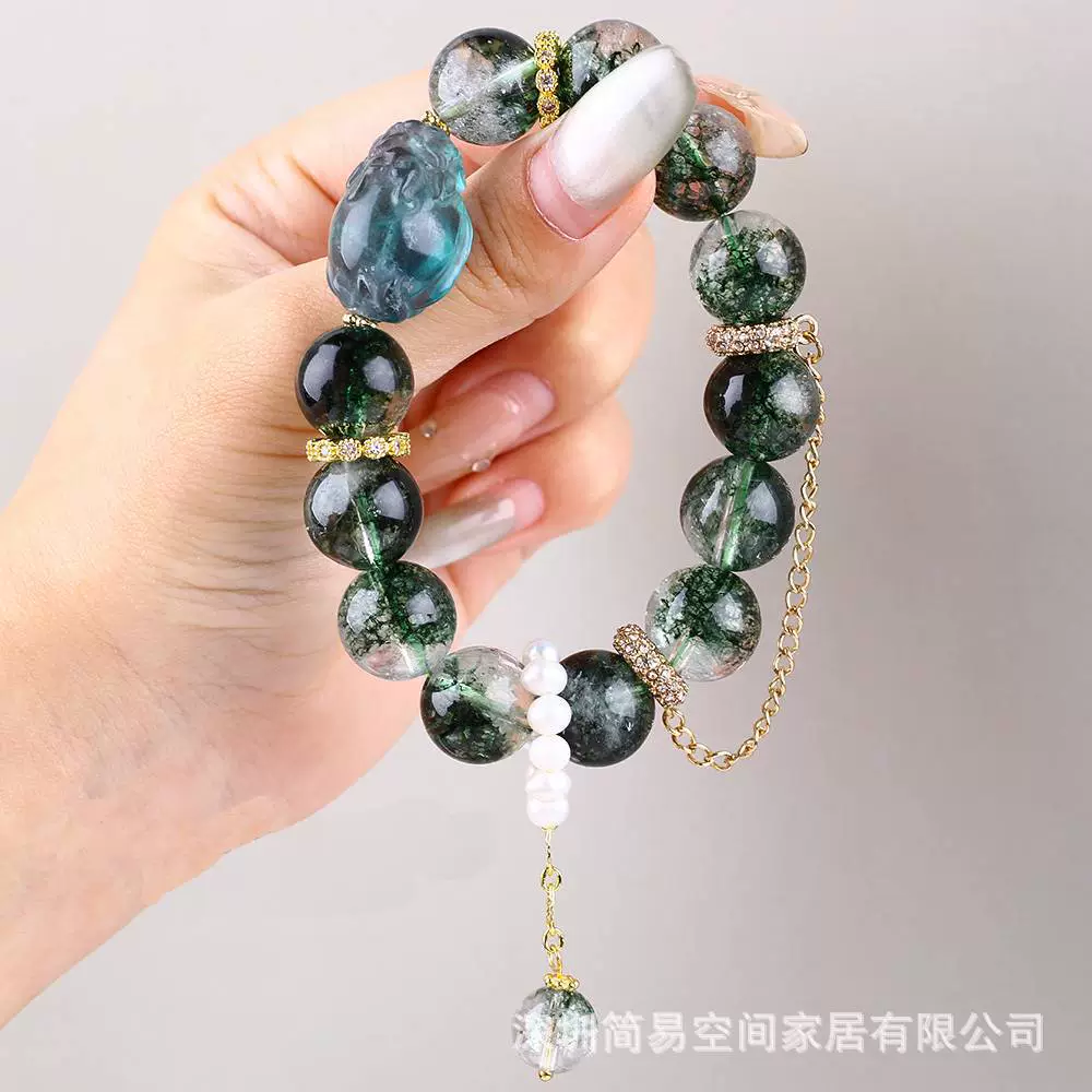 Браслет из натурального кроличьего меха с кристаллами, бисером, простой, высококачественный, универсальный, брелок, подарок, для ночного рынка