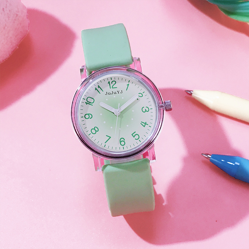 2025 New Silicone Band Student Watch Girls Junior High School Exam Special Watch Luminous Waterproof Quartz Watch