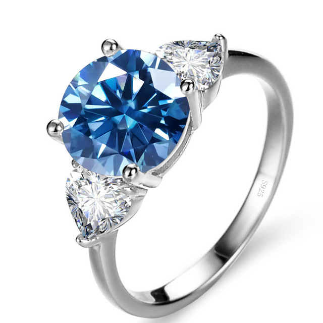 Anillo de plata esterlina 925 mujer 3 quilates de lujo anillo de piedra de moissanita chapado pt950 oro meson fábrica al por mayor en stock