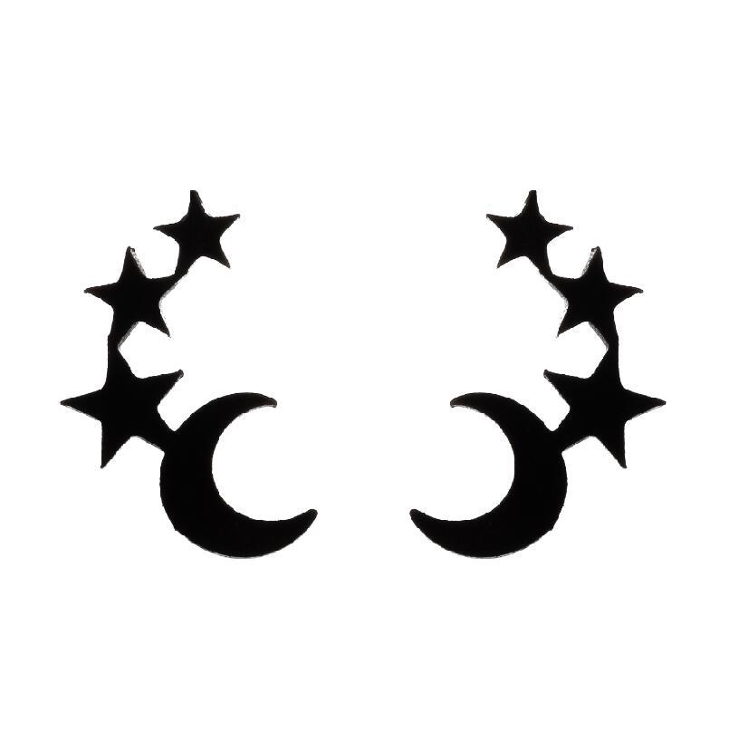 Ear Studs Classification 1 Pair Quantity PVD Coated 18K Gold Real Gold Plated Star Moon 304 Stainless Steel Simple Style Waterproof Non Tarnish Ear Studs
