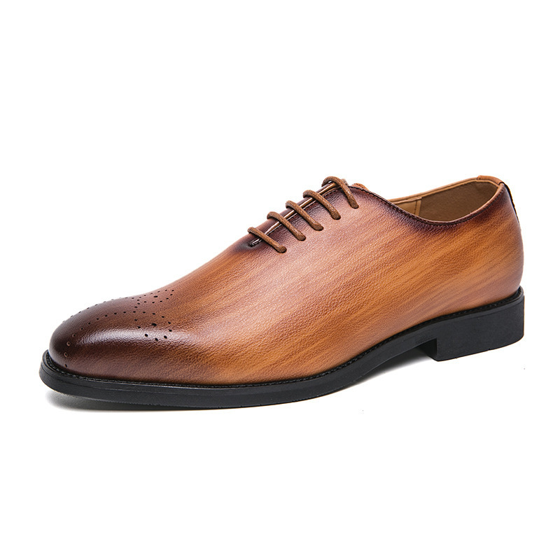 Zapatos de cuero a rayas de sasafrás de gran tamaño transfronterizos para hombre 38-47 talla Brock ropa formal de negocios zapatos de cuero de moda para hombre británico