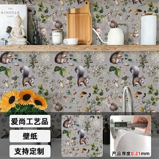 跨境黑色忧郁情绪风花草壁纸蝴蝶藤蔓植物墙纸家居墙面装饰贴纸