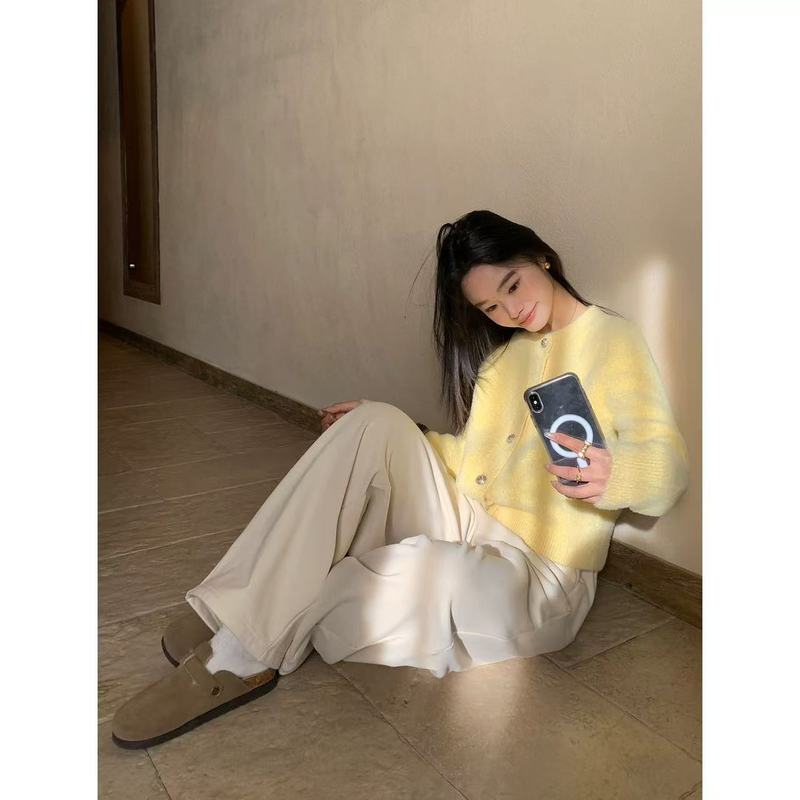 韩版仿水貂绒宽松设计感法式甜美毛衣女2025秋冬新款针织开衫外套|undefined
