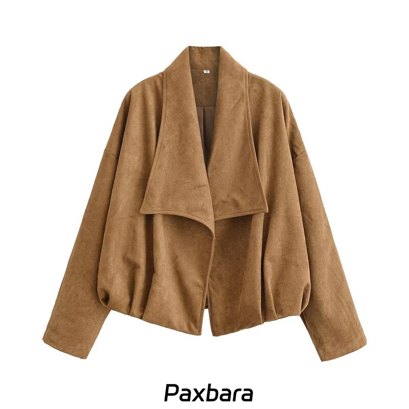 12047 Foreign Trade Women's Clothing 2026 Spring and Summer New Style Velvet Texture Effect Wrap-Around Loose Casual Coat