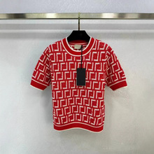 洋气潮流时尚潮流女装新款韩版修身显瘦短袖针织上衣