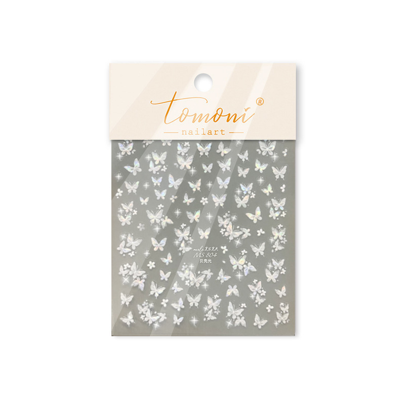 Nail Art New Butterfly Fairy Qi Relief Shell Light Crystal Diamond Nail Sticker Mo Low Aurora Green Uñas Pegatinas