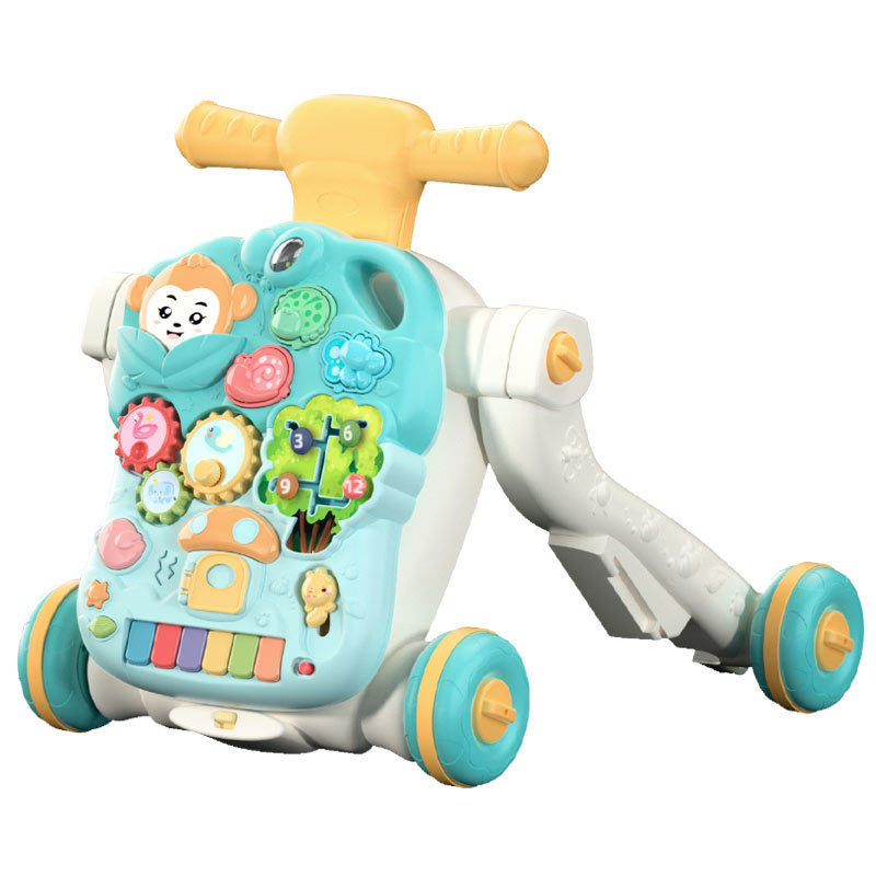 Bebé mano empuje caminante anti-o-pierna multi-funcional anti-flip bebé puede sentarse 4-en-1 caminar juguete ayuda