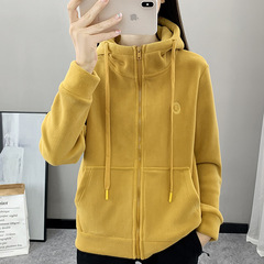 2024 New Zipper Loose Hooded Sweatshirt Knit Jacket for Autumn/Winter Soft Fleece Sweatshirt Top