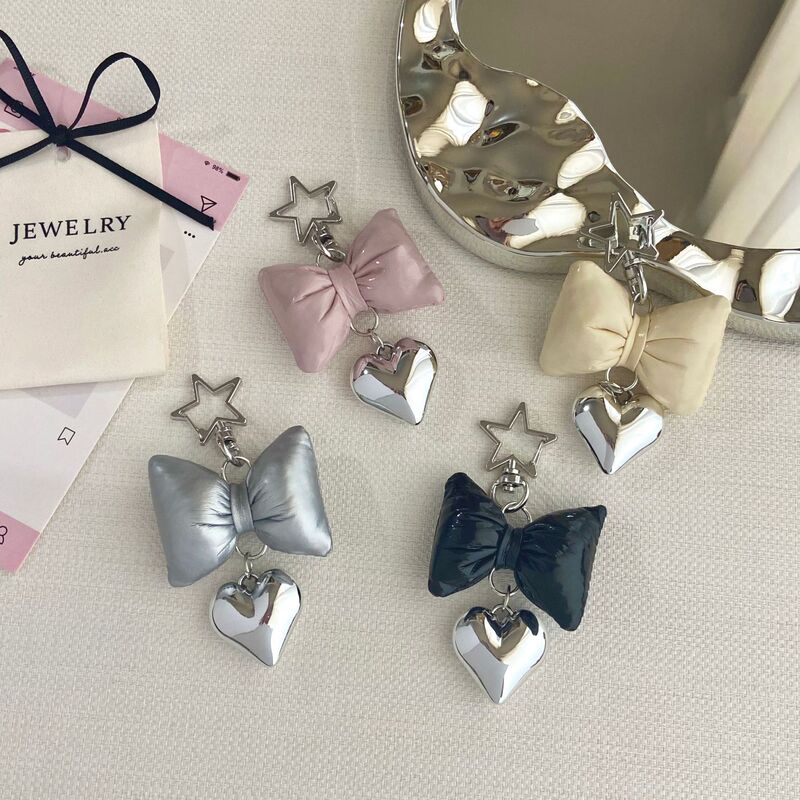 Korean Version Ins Imitation Leather Bow Heart Keychain Leather Bow Tie Heart-Shaped Bag Phone Pendant Versatile Accessory Korean Version Ins Imitation Leather Bow Heart Keychain Leather Bow Tie Heart-Shaped Bag Phone Pendant Versatile Accessory