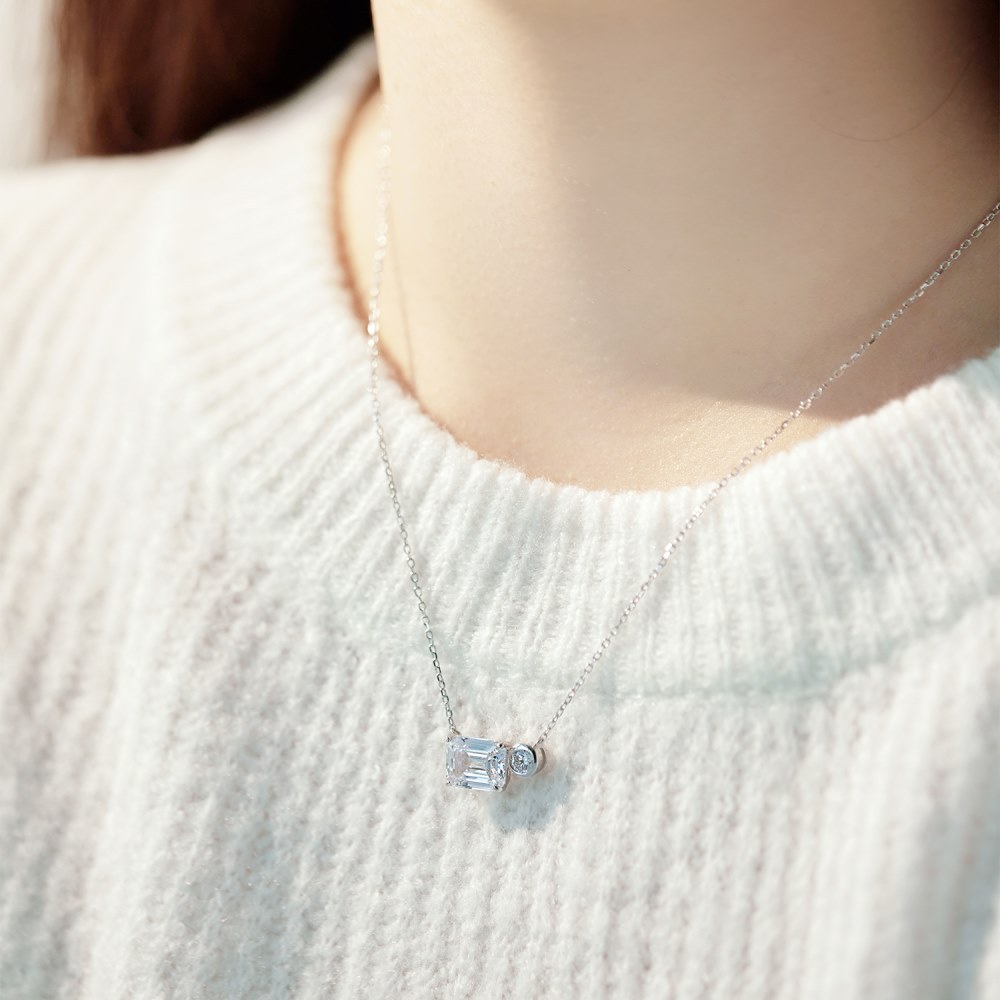 Fashion Geometric Sterling Silver Plating Zircon Pendant Necklace 1 Piece