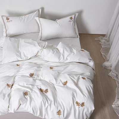 60 Cotton Satin hotel pure cotton Four piece suit Simplicity Embroidery Cotton sheet Quilt cover The bed Kit wholesale