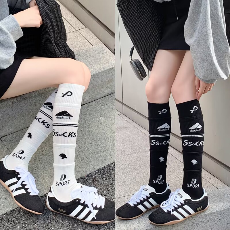 Cross-Border American Retro Letter Layered Design Unisex Long Tube Socks, Trendy Football Socks, Fashion Brand Sports Socks Cross-Border American Retro Letter Layered Design Unisex Long Tube Socks, Trendy Football Socks, Fashion Brand Sports Socks