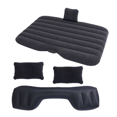 cushion bed rear seat inflatable cushion Vehicle-mounted inflatable bed - split-straight-stripe-flocking-black