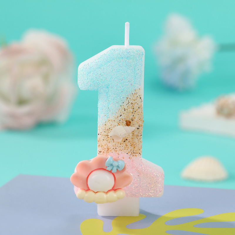 跨境粉贝珍珠海洋系列数字生日蜡烛创意可爱贝壳装饰蛋糕蜡烛摆件|undefined