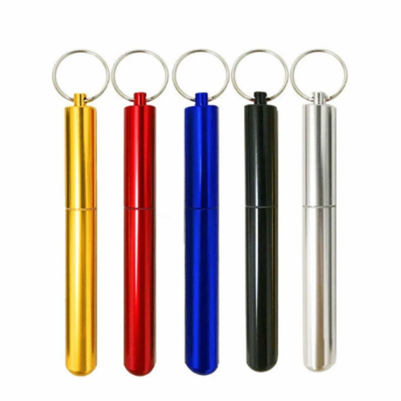 Телескопическая соломинка из нержавеющей стали 304 для переноски на открытом воздухе трехсекционный переносной костюм из соломинки из алюминиевого сплава трубка для хранения зубочисток