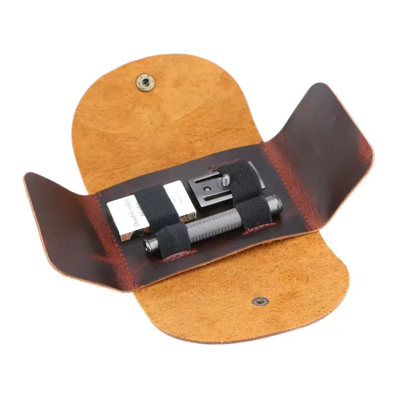复古老式刮胡刀收纳保护皮套 便捷折叠式手动剃须刀剃刀片收纳包