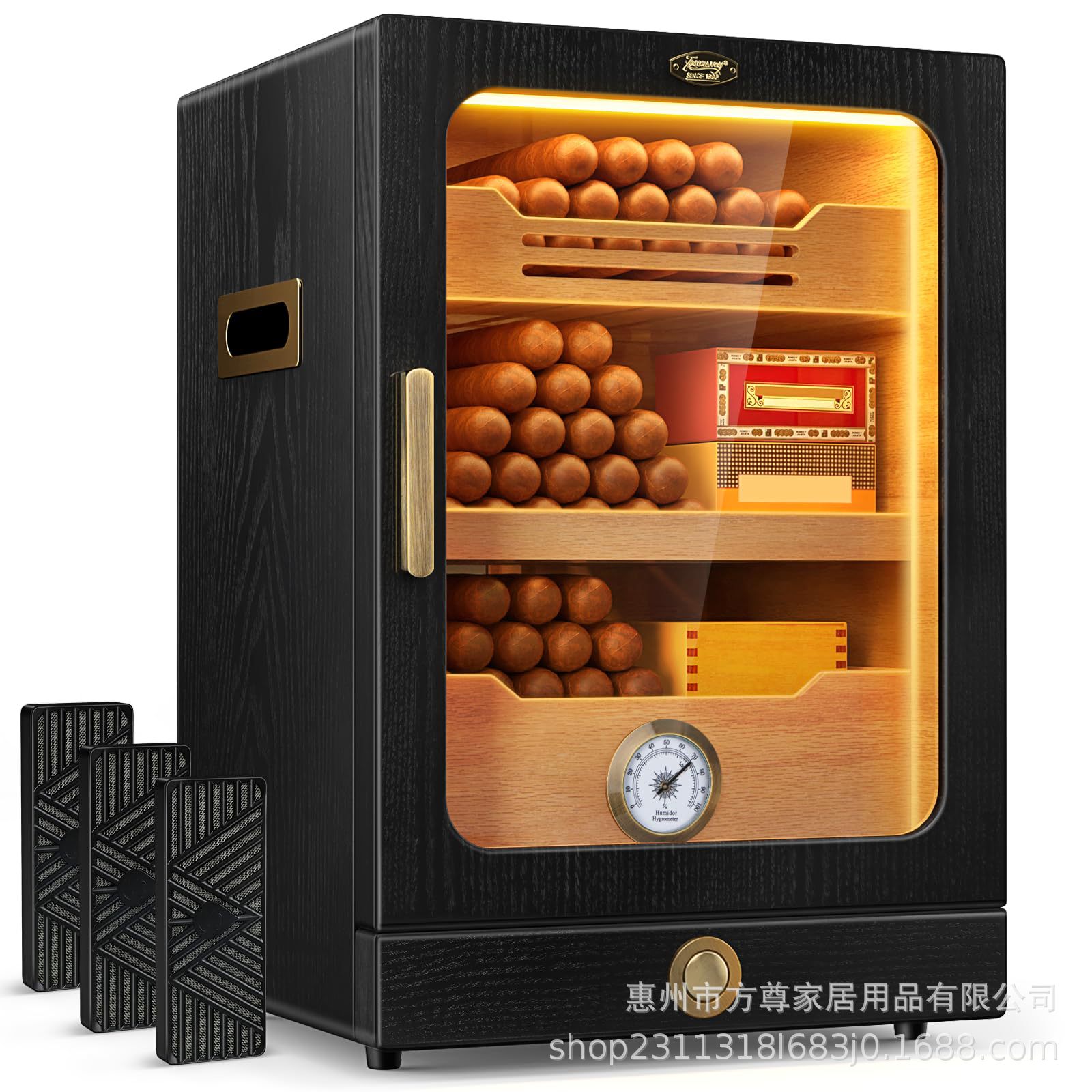 Source Factory Cigar Cabinet Constant Temperature and Humidity Cedar Wood Household Commercial Cigar Moisturizing Smoke Cabinet Red Wine Cabinet All-In-One Machine