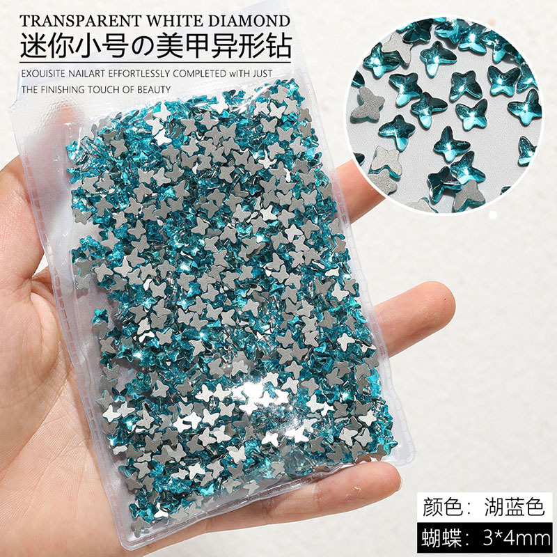 新しいレイクブルーミニ小さなネイルアートダイヤモンド平底特殊形状ダイヤモンドラブミックスインターネット有名人ホットスタイルネイルデコレーション卸売|undefined