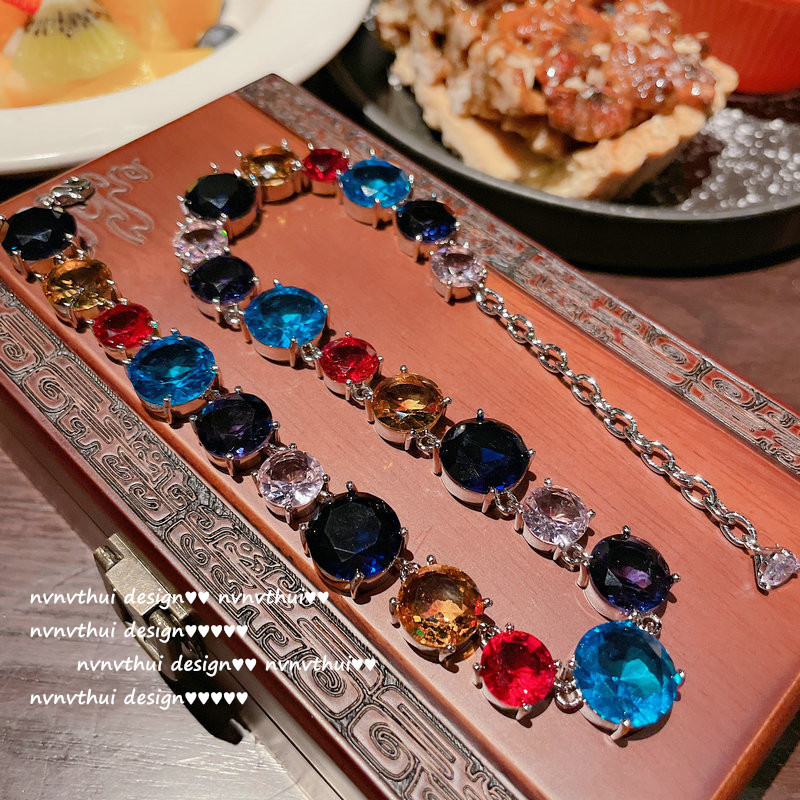 가넷 레드 거위 옐로우 컬러 지르콘 배열 목걸이 하나