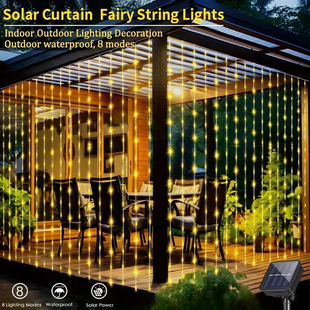 Nuevo transfronterizo 3 * 3m LED de cobre lámpara de cortina decoración de Navidad USB ocho funciones cadena de lámparas de control remoto