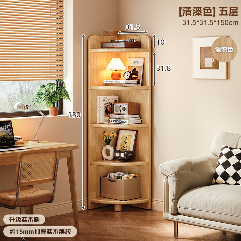 Estante de esquina de madera sólida estante de esquina contra la pared armario estrecho triángulo armario de almacenamiento doméstico estante de esquina en forma de ventilador