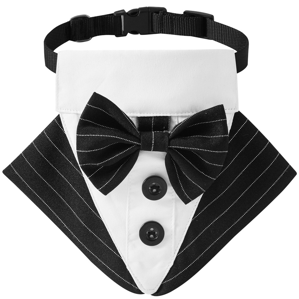 Nueva ropa de rayas para mascotas traje Toalla de triángulo guapo Toalla de saliva para mascotas Toalla de triángulo para mascotas de boda