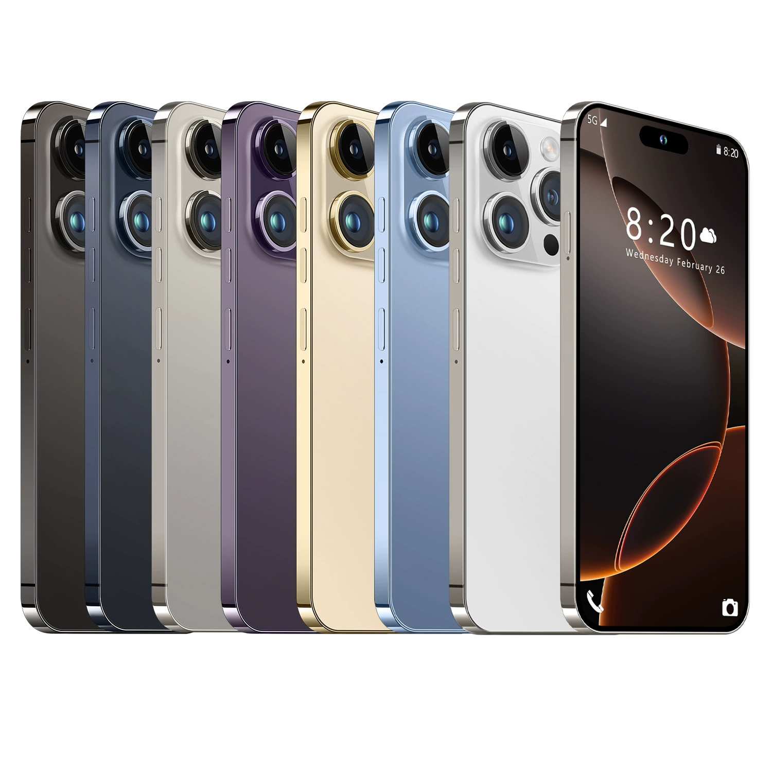 Smartphone i16 Pro Max, Intel i16 chipset, Dynamic Island, Android 8.1, regional memory variants