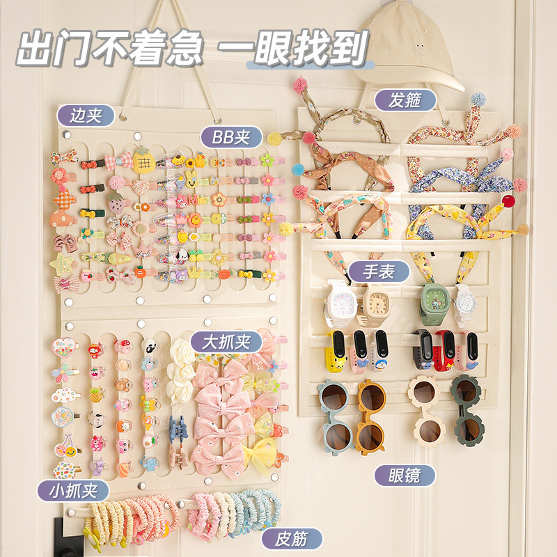 子供用ヘアピン収納壁掛け女の子ヘアバンドヘアピンヘッドバンド壁ヘアアクセサリー壁掛けジュエリーボックス壁掛けバッグ|undefined