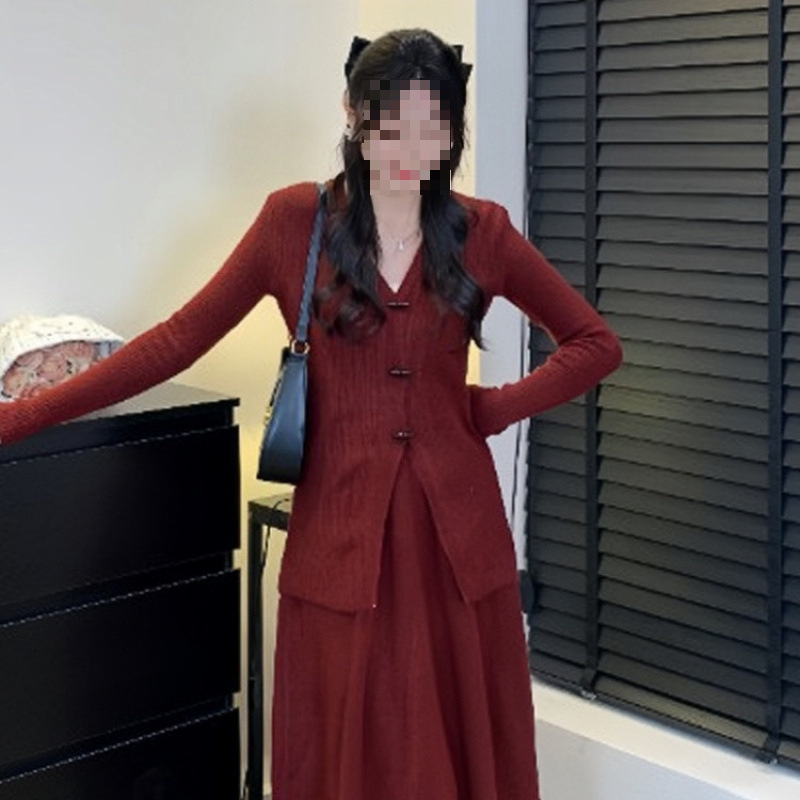 热销早春装搭配一整套时尚香风针织套装女2025秋冬季感长裙|undefined