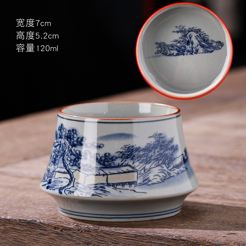 Taza de cerámica retrógrada de color azul taza de hogar taza de bebida taza personal de gran capacidad taza de té cocinada horno taza de té