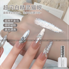 恩妮诗爆款白精灵猫眼指甲油胶新款璀璨铂金爆闪猫眼美甲专用