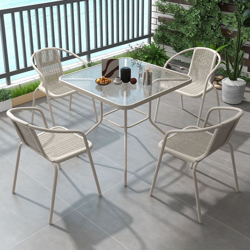 Salón de té de leche, silla de ocio, mesa y silla combinada de hierro forjado al aire libre, patio al aire libre, mesa de comedor de balcón