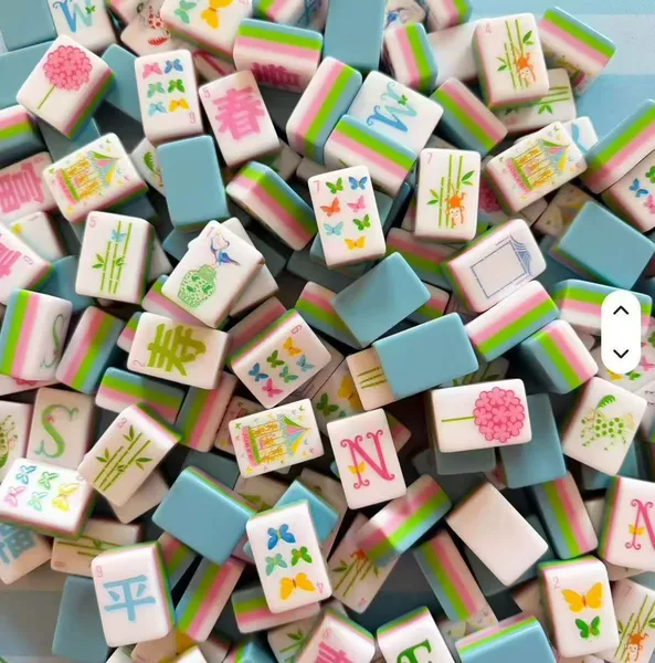 New American Mahjong 4-layer blue butterfly American-style mahjong tiles for home entertainment, hand-crafted, cross-border mahjong