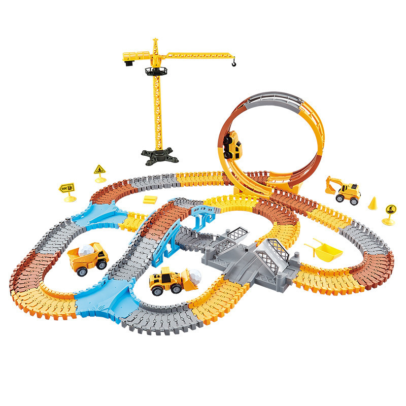 Tren eléctrico transfronterizo Juguetes Variedad Conjunto de construcción de ciudad de bricolaje para niños Escena de estacionamiento de automóviles