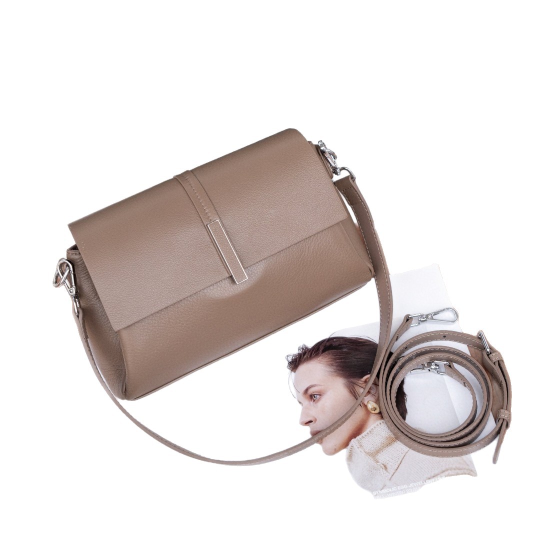 Top Grain Cowhide Leather Women's Shoulder Bag - Minimalist Flap Underarm Bag For Commuting And Shopping, Soft Genuine Leather - Thumbnail 5