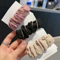 Южная Корея плиссированный горный хрусталь BB зажим боковая челка зажим универсальная тканевая шпилька для волос темперамент спина сломанная шпилька для женщин