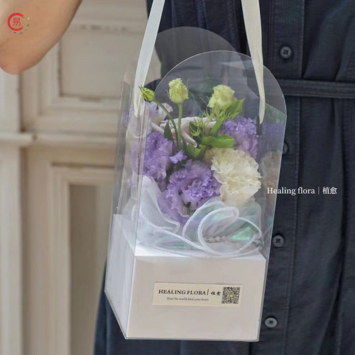 PVC Portable Box Transparent Rose Fresh Flowers Packaging Hand-Held Flower Vase Bag Bouquet Box Flower Gift Box DIY Handmade Floral Arrangement