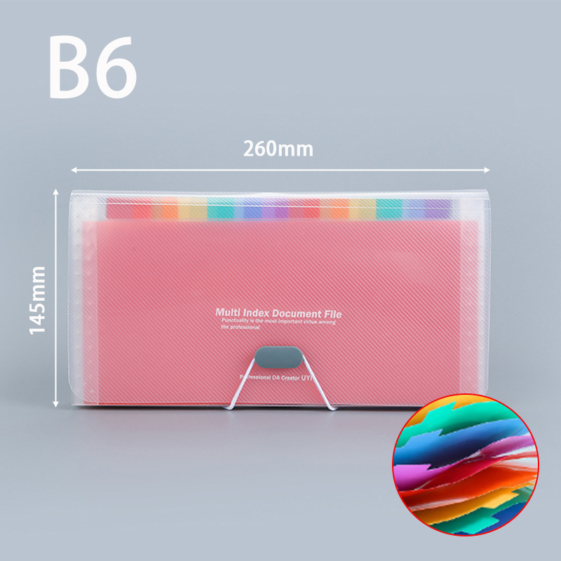Arco Iris bolsa de órganos carpeta de archivos de plástico cuerda Paquete de Oficina A6 mini bolsa de billetes 13 rejilla carpeta de almacenamiento al por mayor