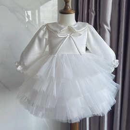 女童生日公主裙抓周一周岁礼服女宝宝花童婚纱礼服蓬蓬裙高端轻奢
