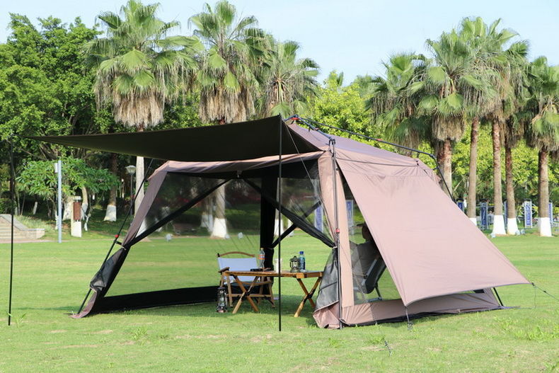 Automatic Tent Outdoor Aluminum Alloy Folding Portable Camping Black Glue Mosquito Net Mosquito-Proof Camping Canopy