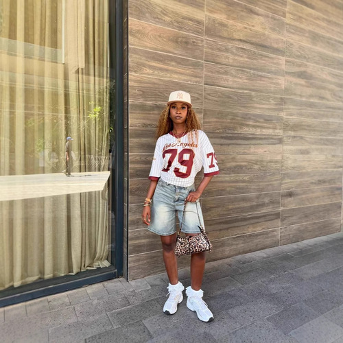 European and American casual fashion loose street print trendy V-neck short-sleeved top sports-style striped T-shirt