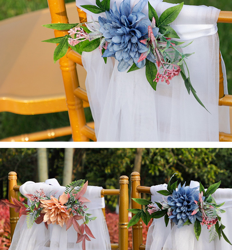 New Simulation Creative Hotel Wedding Decoration Chair Back Flower Wholesale display picture 3