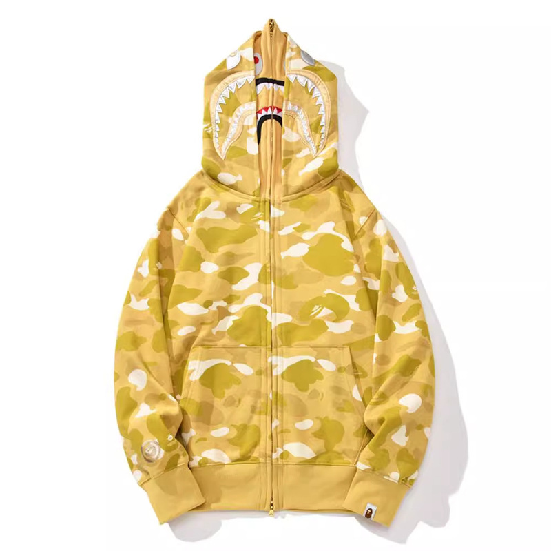 2024 new cross-border wholesale Tuhao gold BAPE tide brand shark hooded zipper cardigan sweater jacket 2024 new cross-border wholesale Tuhao gold BAPE tide brand shark hooded zipper cardigan sweater jacket