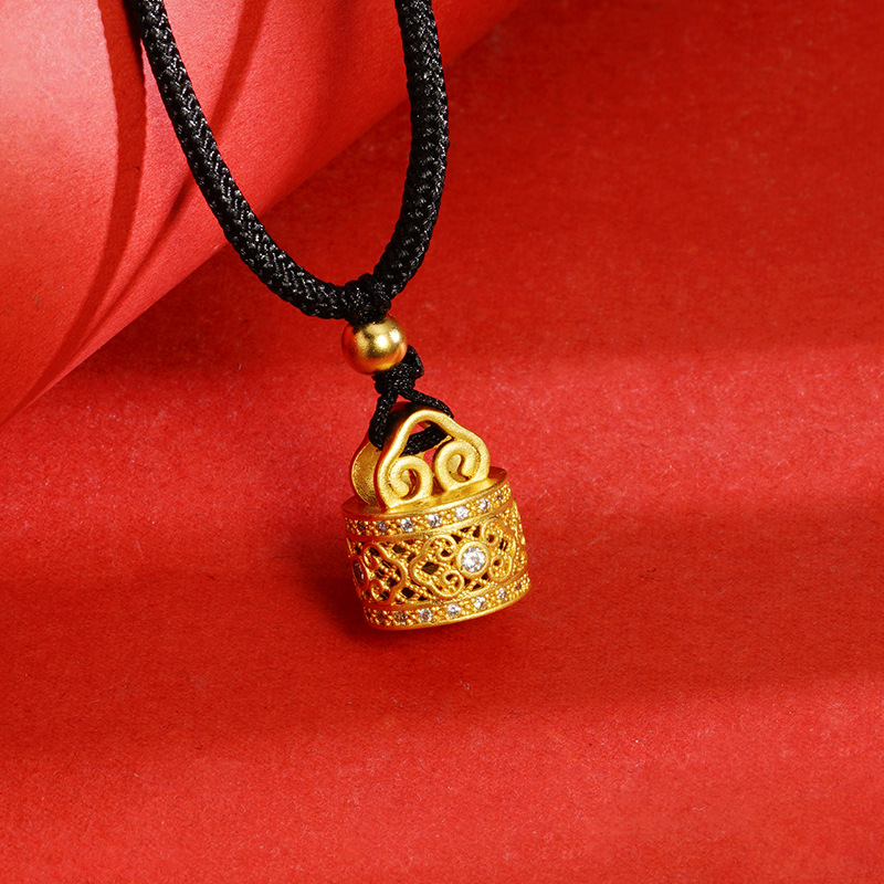 De larga duración no se desvanece Vietnam Arena de oro incrustado en diamantes Fu Rui collar de cadena de cuerda de sello de imitación de aleación de cobre ajustable Fuente de la joyería femenina