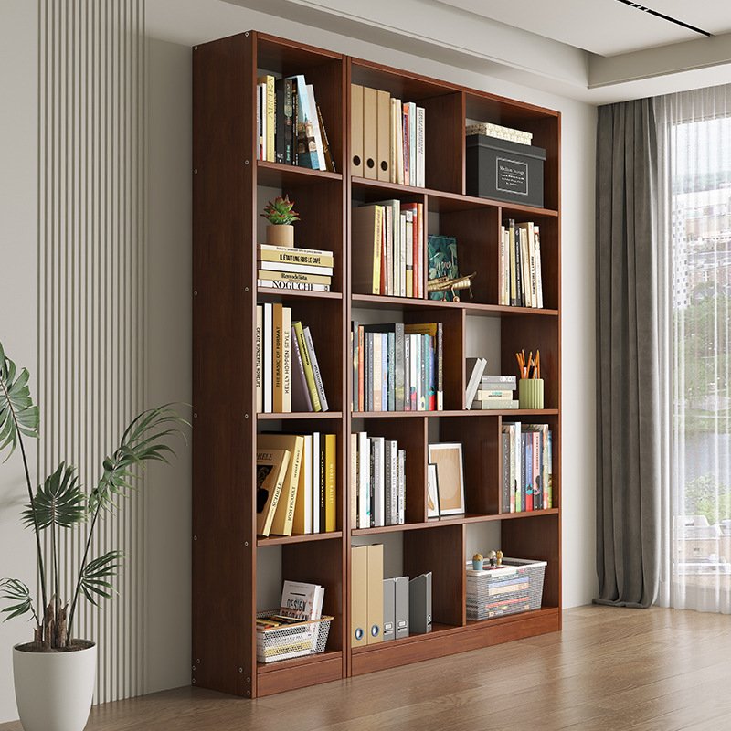 北歐高檔輕奢日式書櫃置物架客廳落地帶門多層書架自由組合