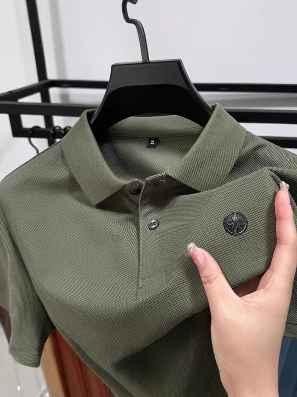 大きいサイズのトレンディなブランドカウンター本物の半袖 Tシャツメンズポロ Tシャツ 2025 夏の新しいお父さん着用紳士服|undefined