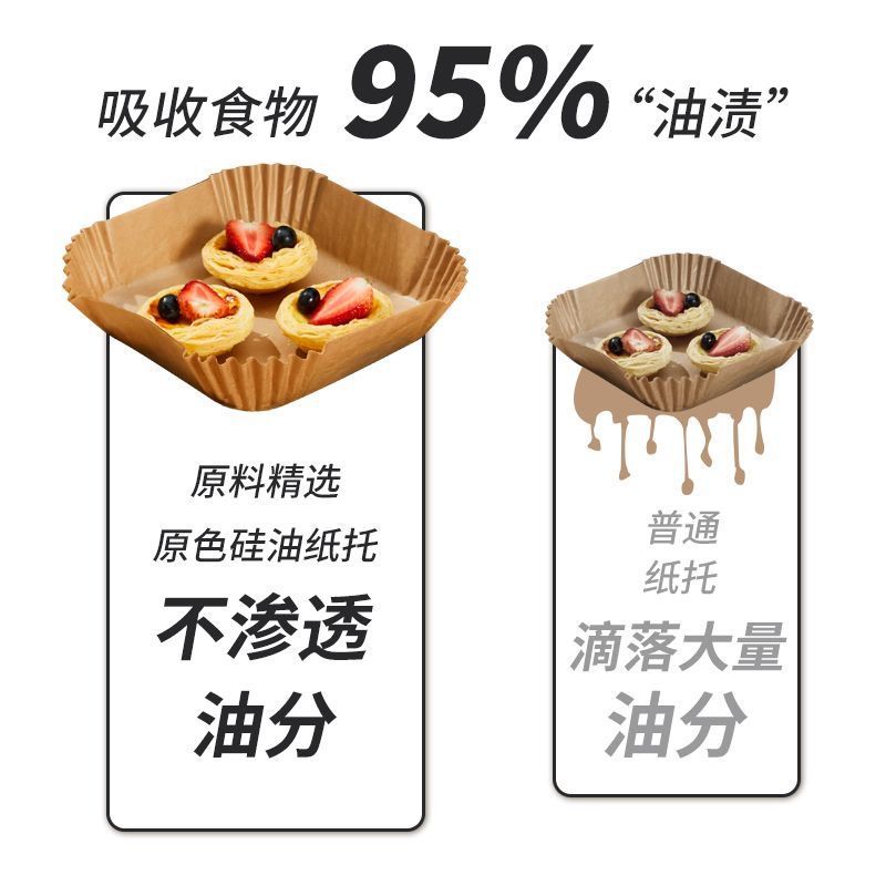 Papel cuadrado para freidora de aire, resistente al aceite, ideal para horno, repostería y cocina saludable