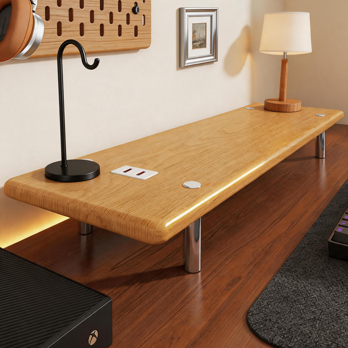 Soporte Elevador de Monitor de Escritorio de Madera Maciza Universal para Oficina